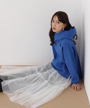 ◆フードスヌード付きニットプルオーバー