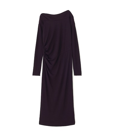 ◆ウールジャージタックドレープロングワンピース