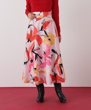 ◆フラワープリントタフタフレアースカート