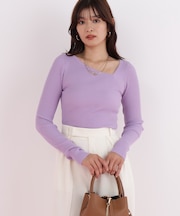 アシンメトリーネックニットプルオーバー