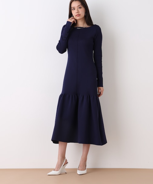 ボートネックマーメイドニットワンピース