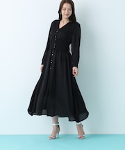 ウエストシャーリングロングワンピース