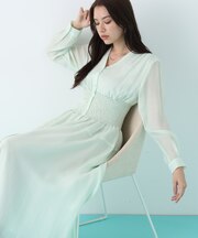 ウエストシャーリングロングワンピース