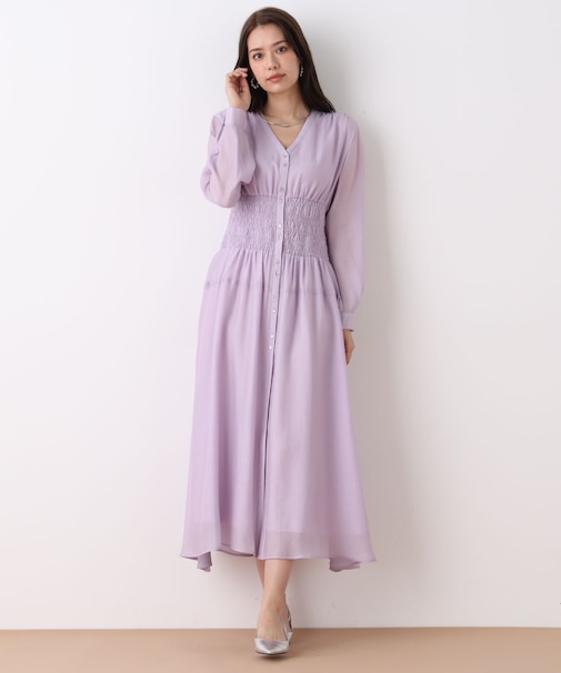 ウエストシャーリングロングワンピース