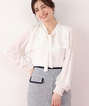 ラッフルボウタイブラウス