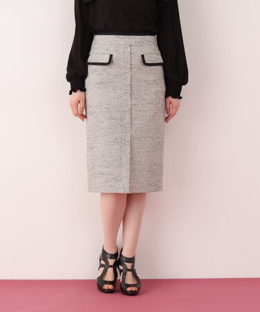 ミックスツイードパイピングスカート