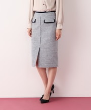 ミックスツイードパイピングスカート
