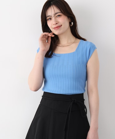 スクエアネックニットトップス