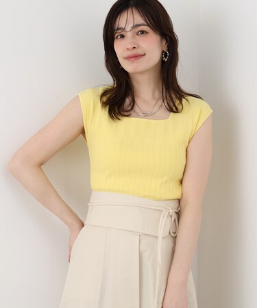 スクエアネックニットトップス