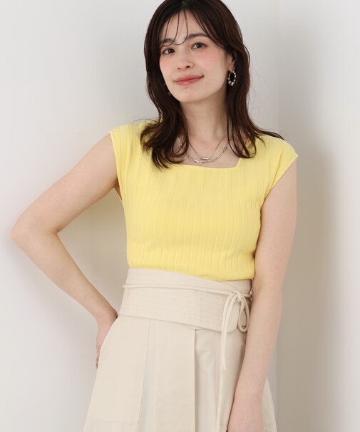 スクエアネックニットトップス