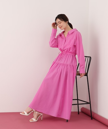 ブライトローンロングシャツワンピース