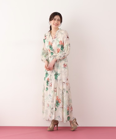 ボタニカルアートプリントワンピース