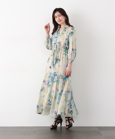 ボタニカルアートプリントワンピース