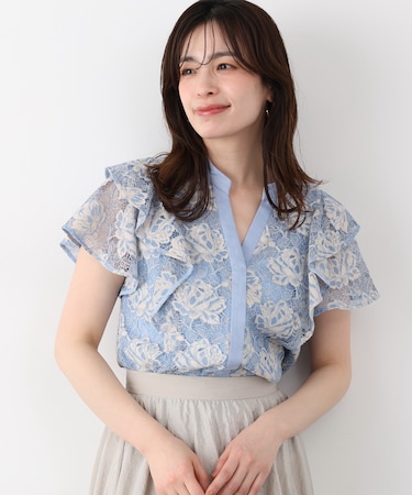 フラワーレースコンビブラウス