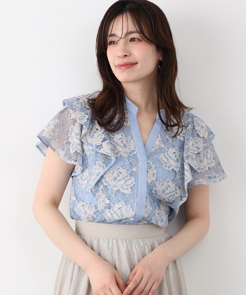 フラワーレースコンビブラウス