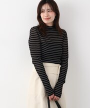 シアーボーダーボトルネックニット