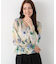 ボタニカルアートプリントブラウス