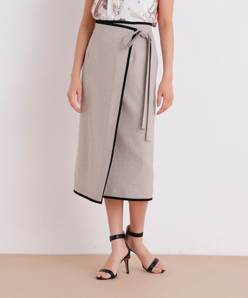 バイカラーラップスカート