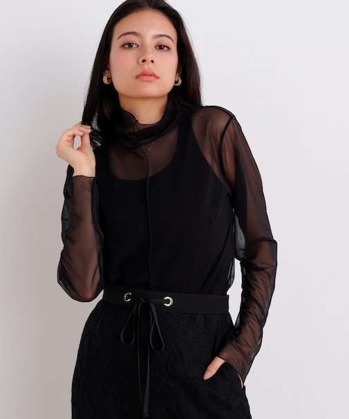 シアーハイネックカットソー