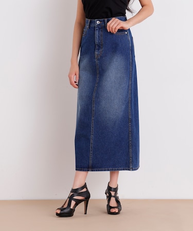 デニムマキシＡラインスカート