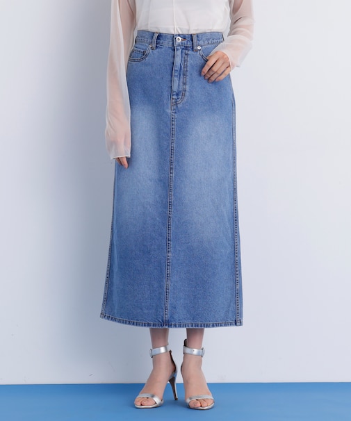 デニムマキシＡラインスカート