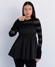 シャイニータフタチュニックブラウス