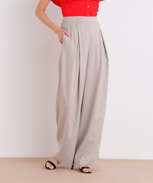 スラブ調ウエストタックパンツ