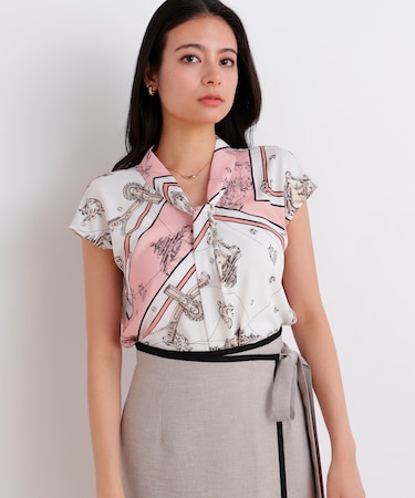 バロックスカーフプリントブラウス