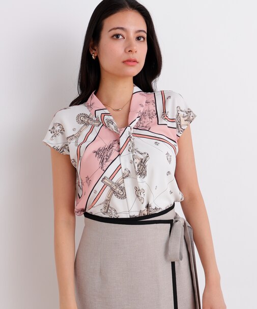 バロックスカーフプリントブラウス