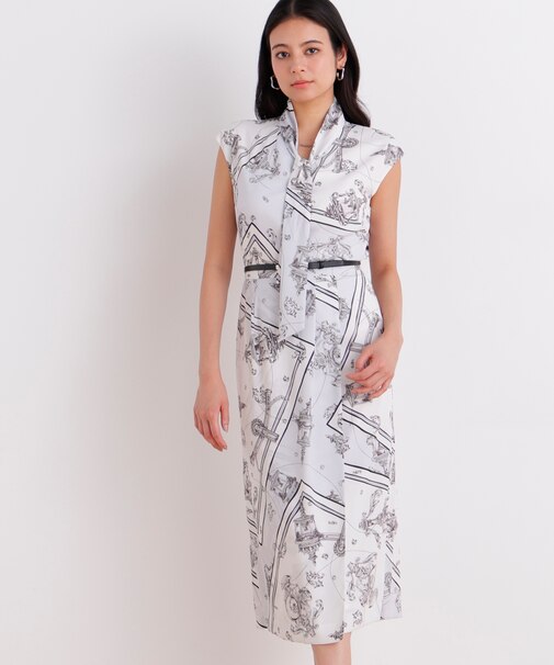 バロックスカーフプリントワンピース