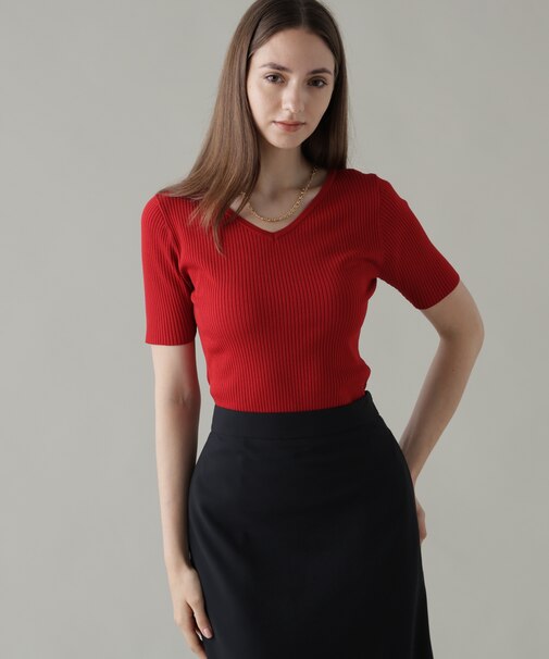 Ｖネックニットリブプルオーバー