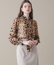 レオパードプリントシフォンブラウス