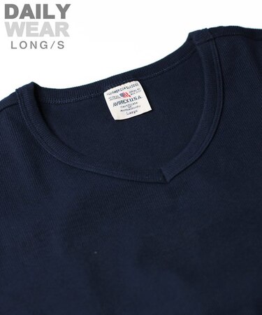 《DAILY》RIB L／S V-NECK T-SHIRT／リブ 長袖 ブイネック Tシャツ  デイリーウェア
