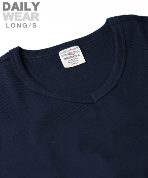 《DAILY》RIB L／S V-NECK T-SHIRT／リブ 長袖 ブイネック Tシャツ  デイリーウェア