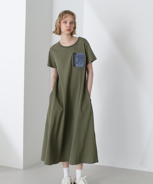 デニム ポケット フレア ワンピース／DENIM POCKET FLARE ONEPICE