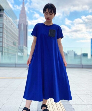 デニム ポケット フレア ワンピース／DENIM POCKET FLARE ONEPICE