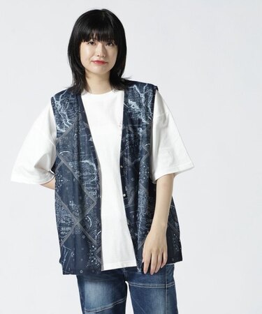 直営店限定／ BANDANA CHART MIX CUT SHIRT／ バンダナチャートミックスカットシャツ