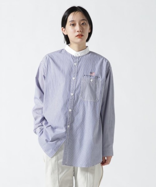 CREZY PATTERN STRIPE SHIRT／ クレイジーパターンストライプシャツ