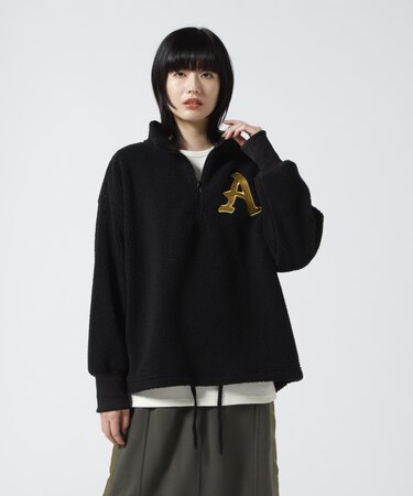 ハーフジップ エンブロイダリー トップス ／ L-L／S HALF ZIP EMBROIDERY TOPS