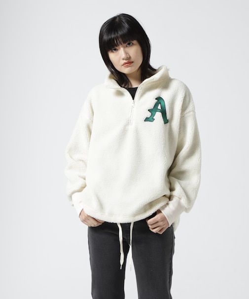 ハーフジップ エンブロイダリー トップス ／ L-L／S HALF ZIP EMBROIDERY TOPS