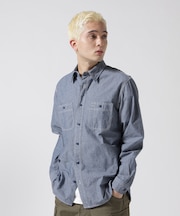 《DAILY／デイリー》BASIC CHAMBRAY LONG SLEEVE SHIRT ／ 長袖 ベーシック シャンブレー シャツ ／