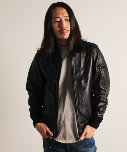 WEB＆DEPOT限定》LEATHER TYPE MA-1 LINING PIN UP ／ レザー