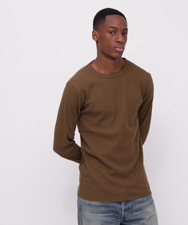 《DAILY／デイリー》THERMAL L／S CREW NECK T-SHIRT／サーマル 長袖 クルーネック Tシャツ