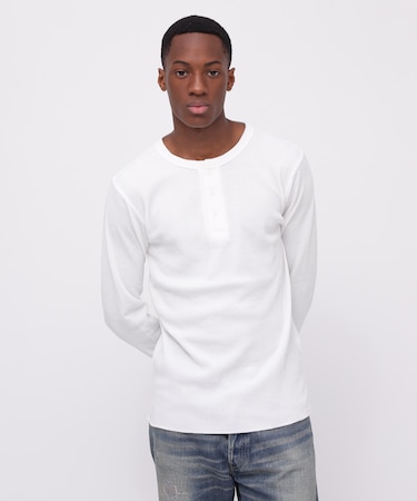 《DAILY/デイリー》THERMAL L/S HENLEY NECK T-SHIRT/サーマル 長袖 ヘンリーネック Tシャツ