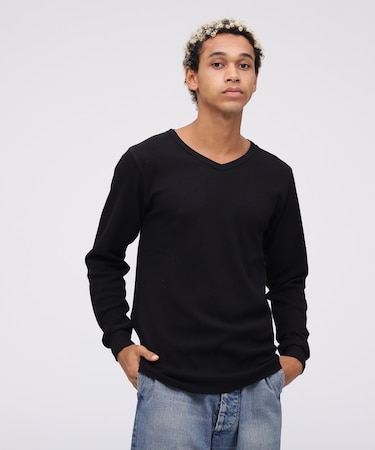 《DAILY/デイリー》THERMAL L/S V-NECK T-SHIRT/サーマル 長袖 ブイネック Tシャツ