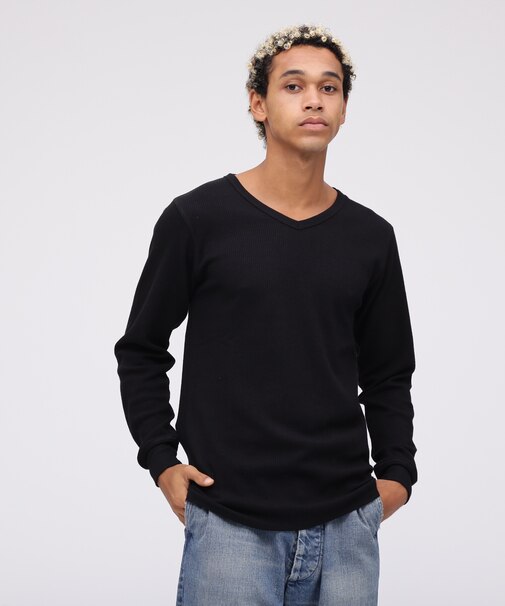 《DAILY/デイリー》THERMAL L/S V-NECK T-SHIRT/サーマル 長袖 ブイネック Tシャツ