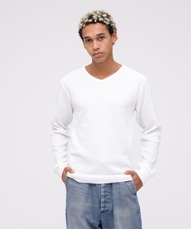 《DAILY／デイリー》THERMAL L／S V-NECK T-SHIRT／サーマル 長袖 ブイネック Tシャツ