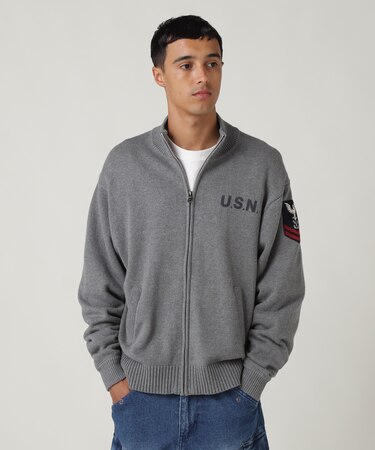 NAVAL STAND COLLAR ZIP KNIT JACKET / ネイバル スタンド カラー