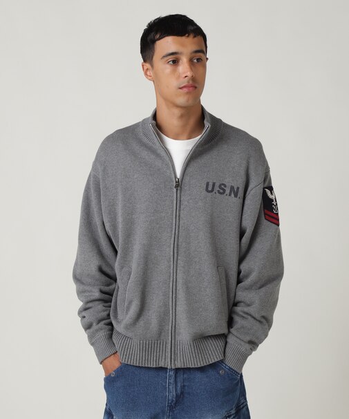 NAVAL STAND COLLAR ZIP KNIT JACKET / ネイバル スタンド カラー