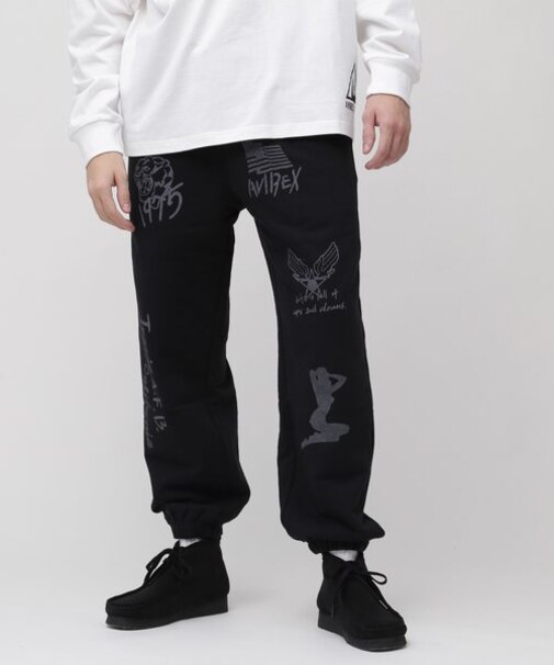 《WEB限定》STENCIL PRINT SWEAT PANTS ／ ステンシル プリント スウェットパンツ ／ AVIREX ／ アヴィレ